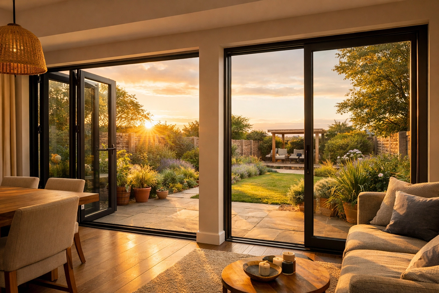 Bifold and sliding doors comparison in modern Bournemouth home extension