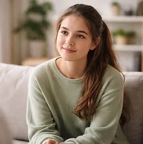 A peaceful, sunlit room with soft textures and a neutral palette, creating a calming visual atmosphere for neurodivergent individuals.