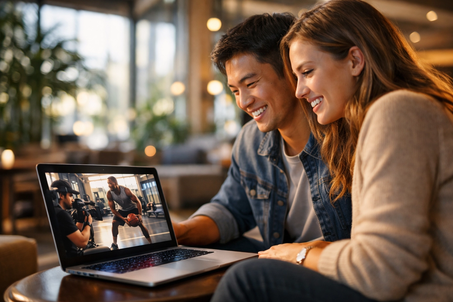 Fans viewing digital sports content on a laptop, illustrating extended brand reach beyond the game window.