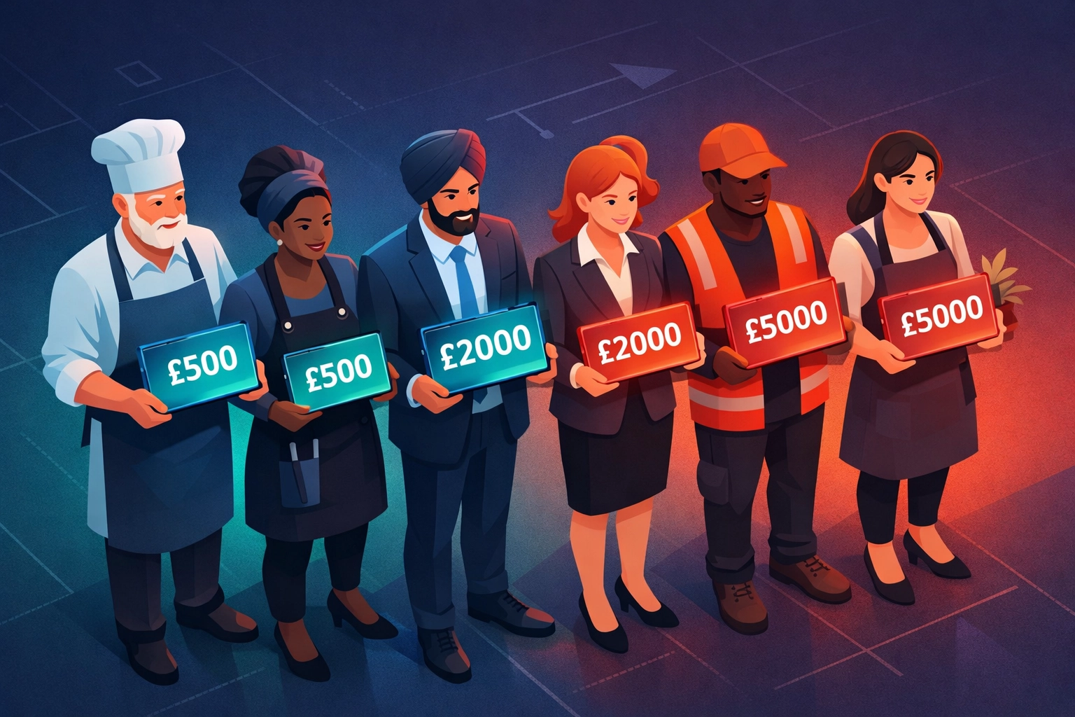 UK business owners with different digital marketing budget levels ranging from £500 to £5000 monthly