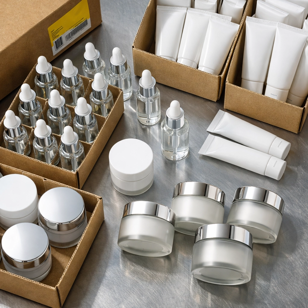 Vetted K-beauty wholesale skincare inventory being prepared for Amazon FBA distribution.