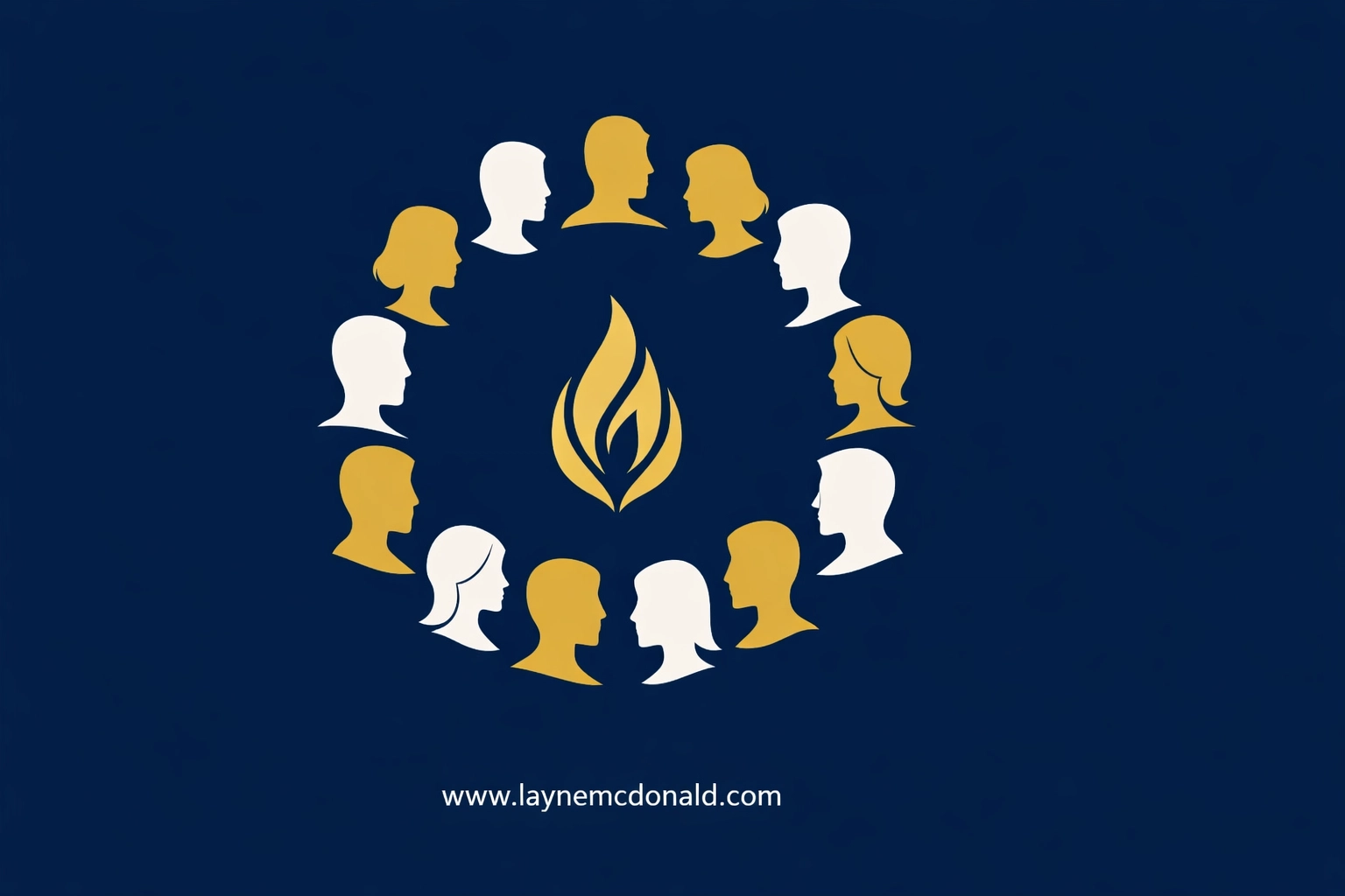 Vector illustration of twelve figures in a circle representing a small faith-based mentoring cohort.