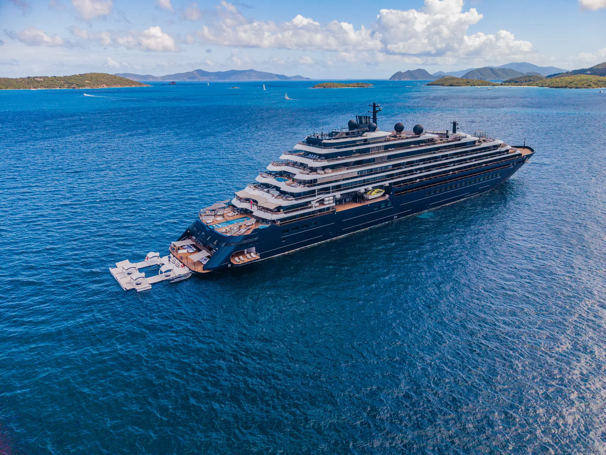 a large cruise ship in the water