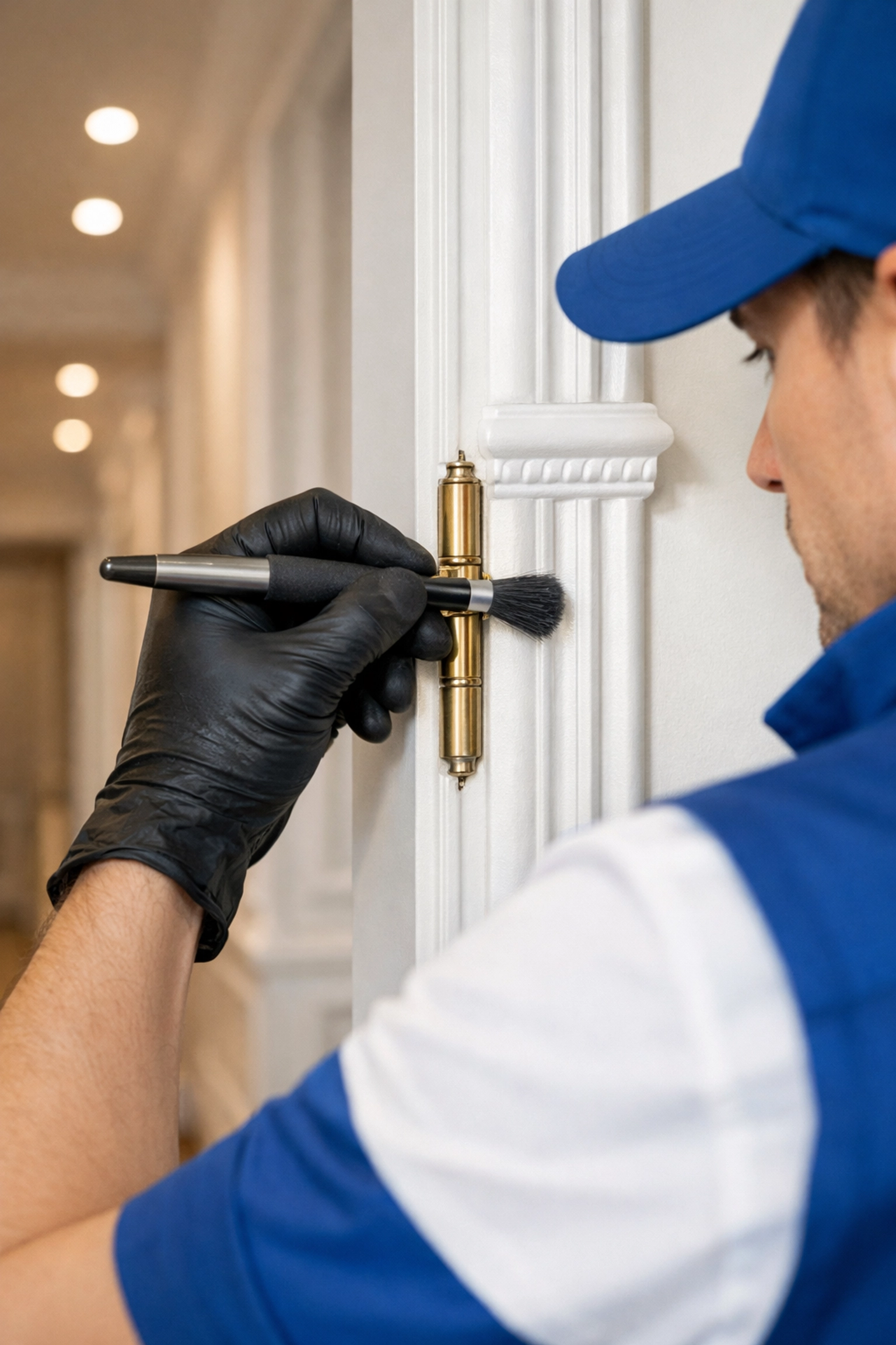 Detailed dusting of door frames during expert post construction cleaning in Walpole.