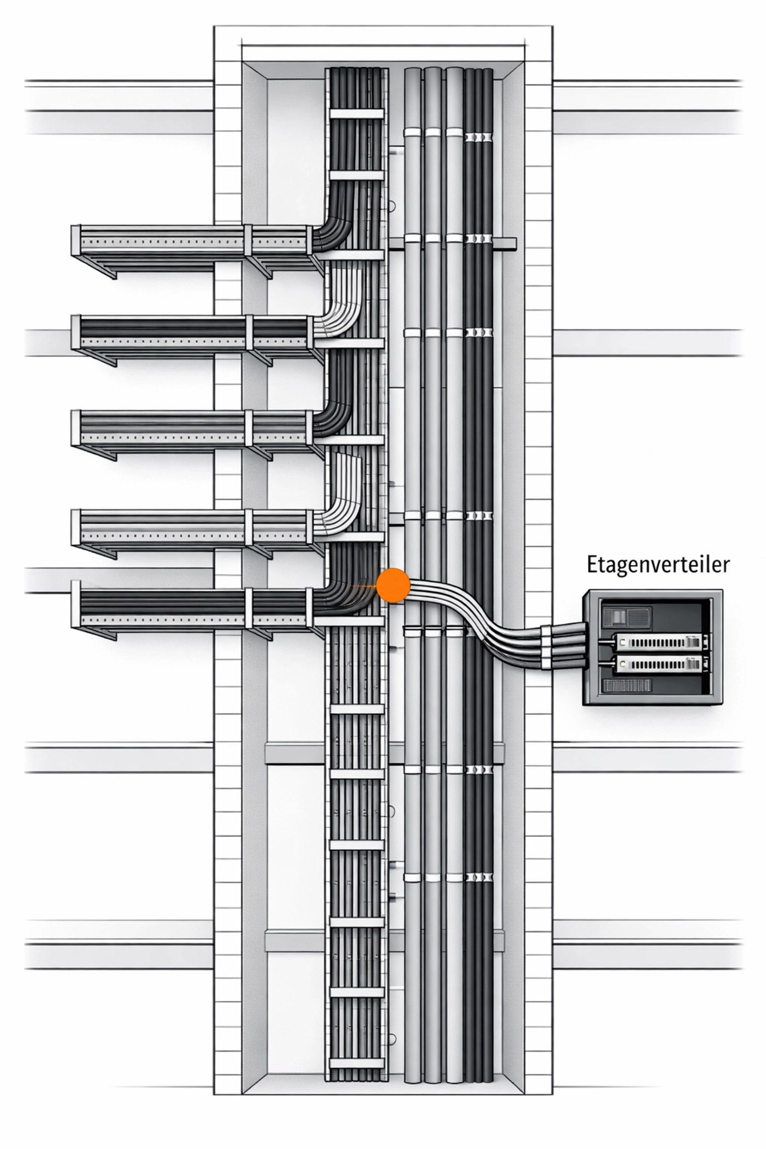 Illustration von Steigleitungen für die sichere Elektro-Infrastruktur in Wiener Wohngebäuden.