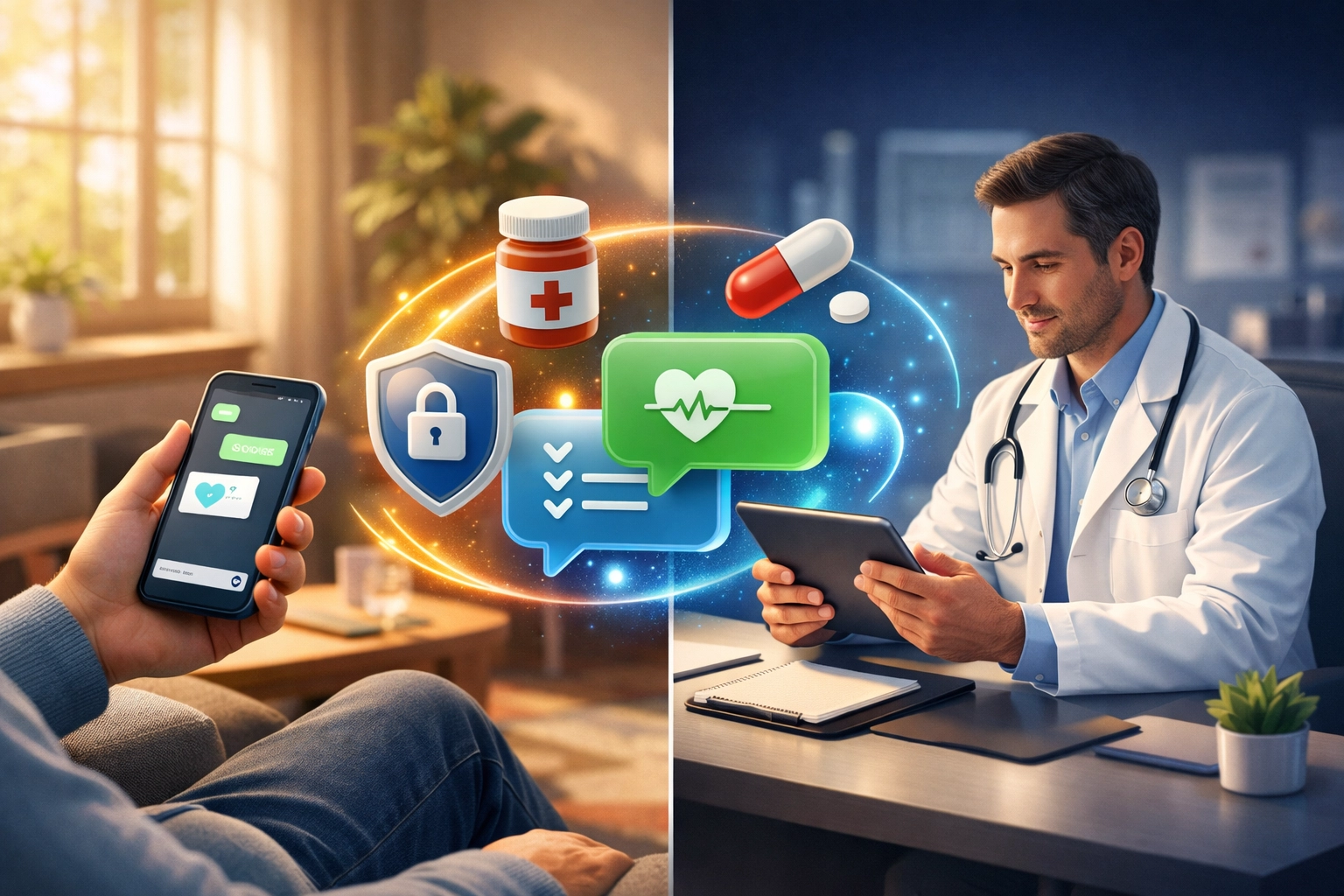 Secure medical chat with an online doctor for 24/7 health consultations via text messaging.