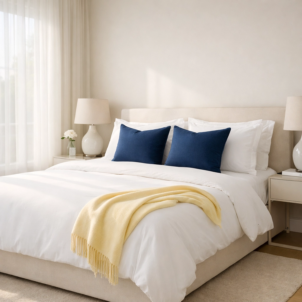 Serene and spotless luxury master bedroom in Dover, reflecting premium residential cleaning Massachusetts care.