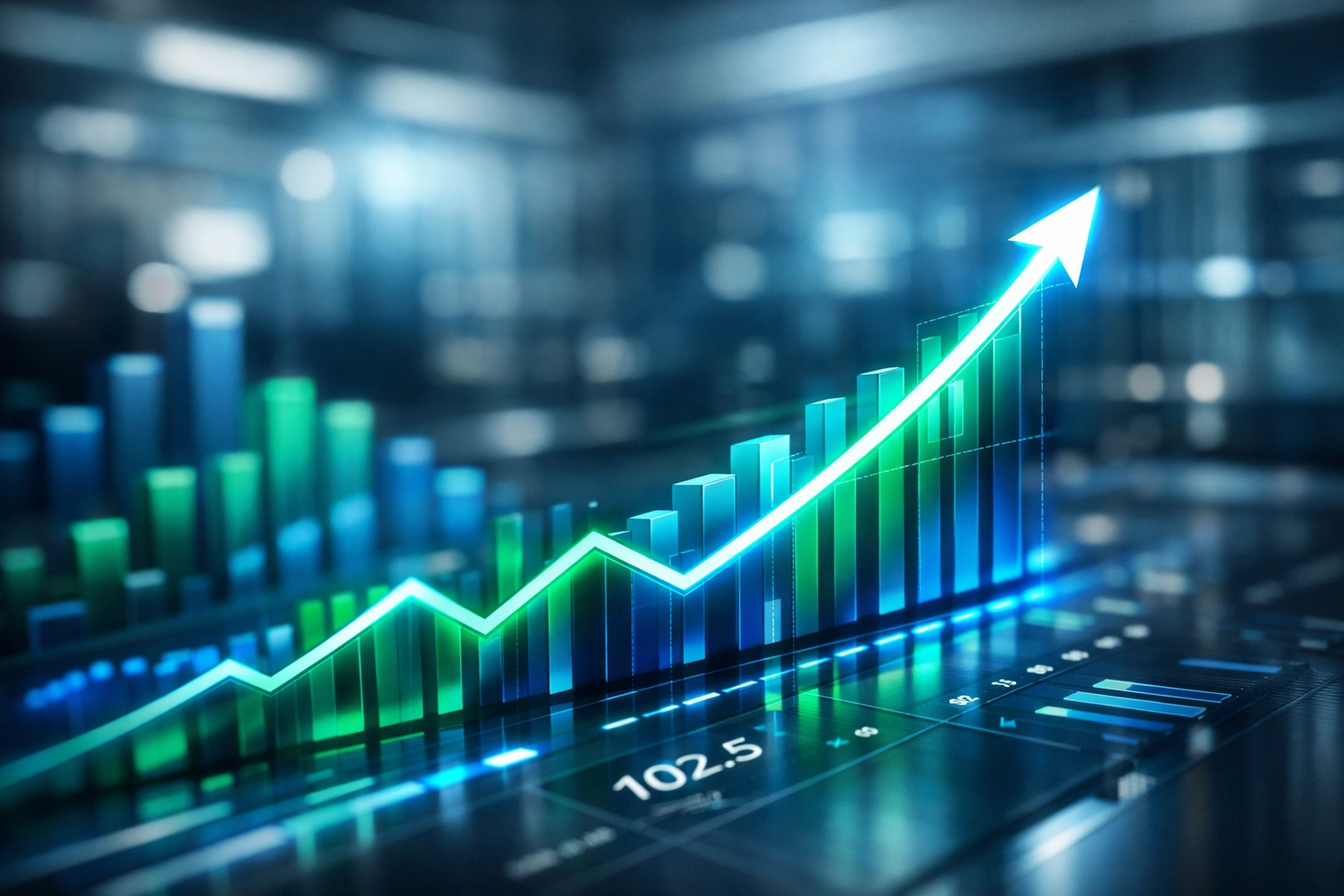 Digital analytics dashboard showing a sharp upward trend in lead generation and business growth.