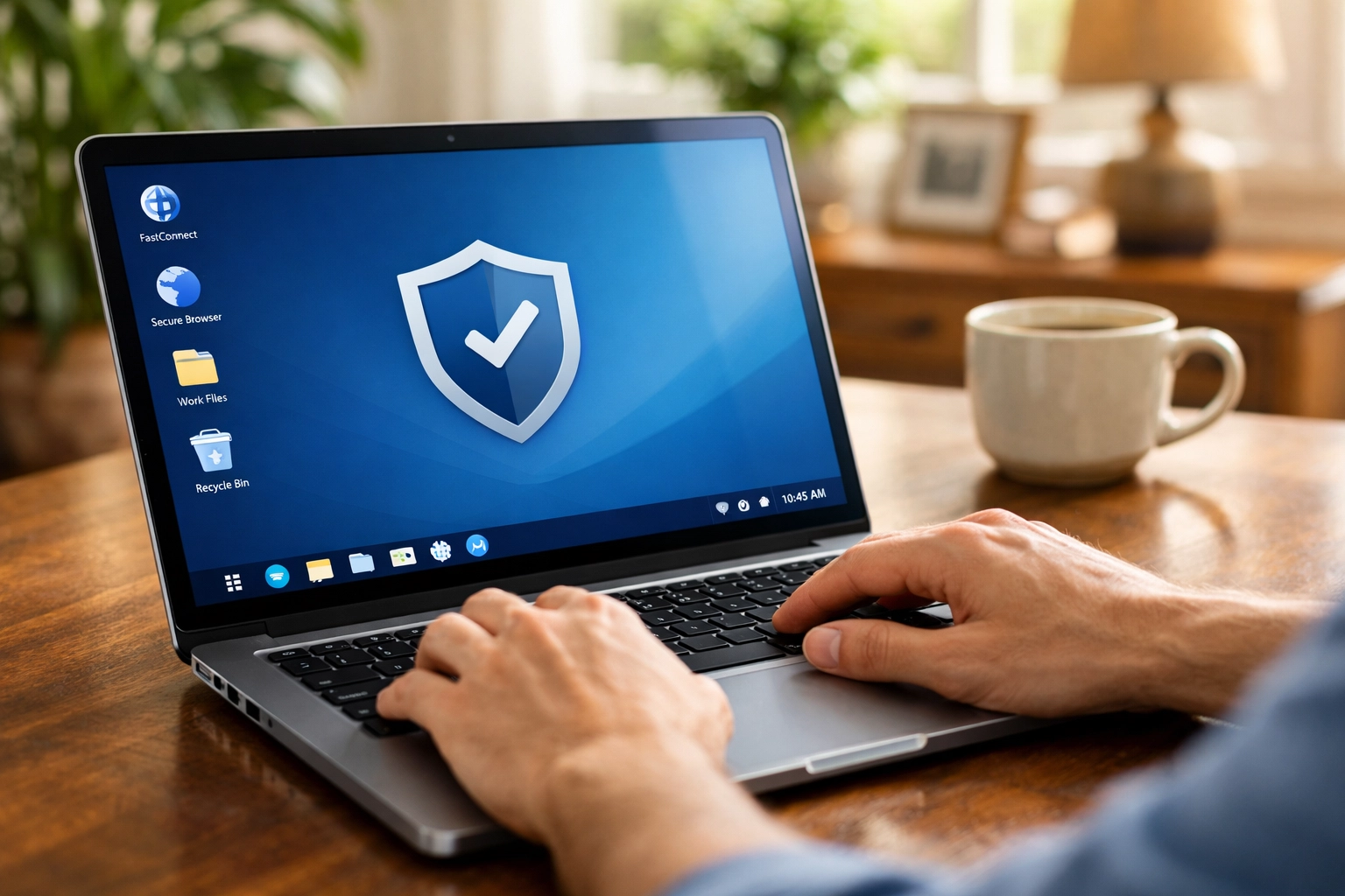 Close-up of a person using a fast, virus-free computer after expert computer repair in Vacaville and software tuning.