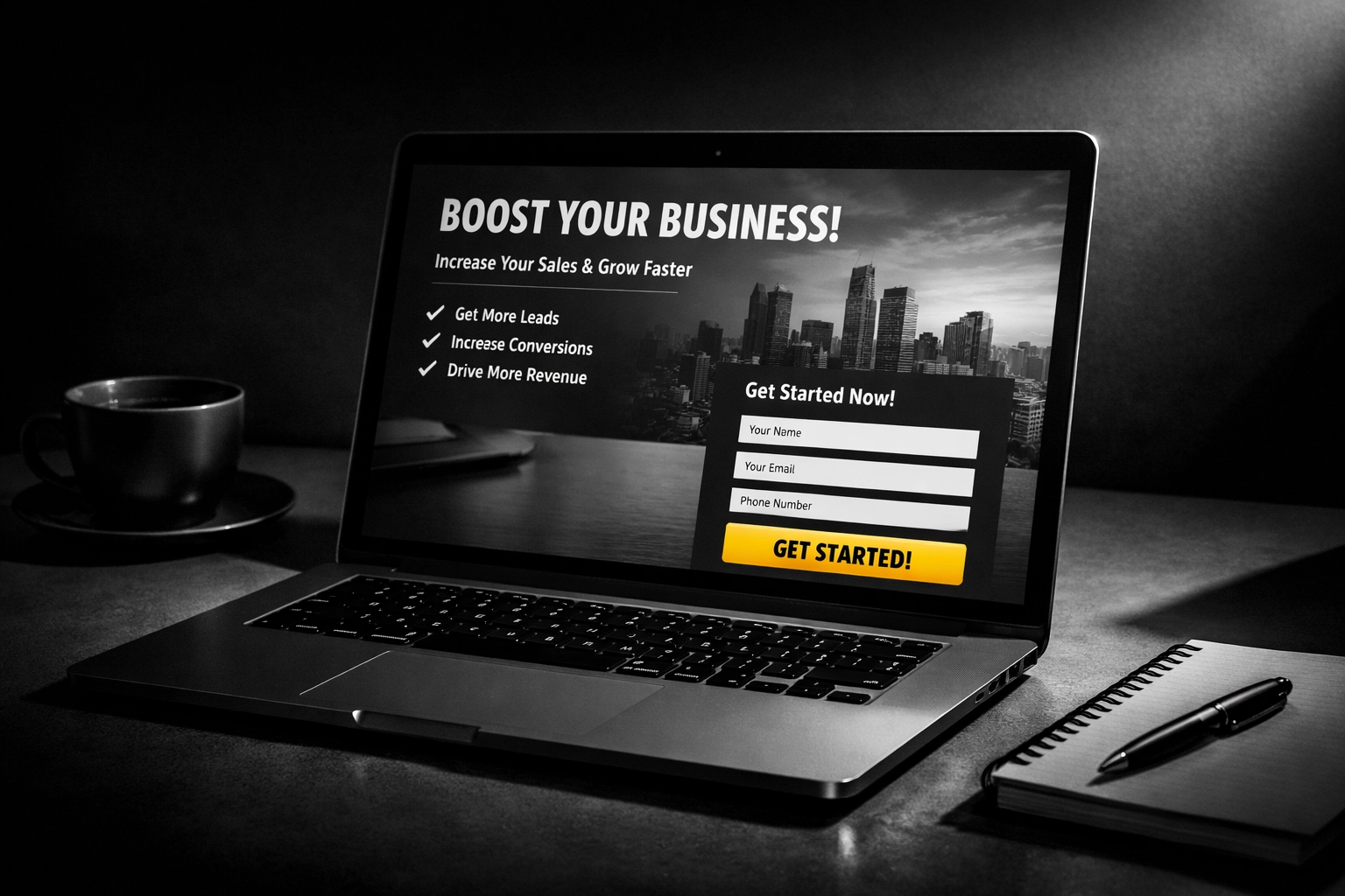 High-converting landing page design on laptop showcasing Southside Media's marketing services