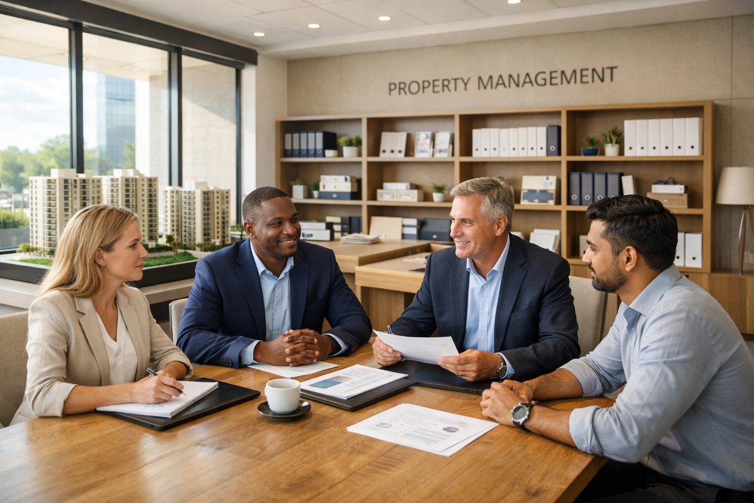 A professional property management team ensuring operational stability through effective succession planning.
