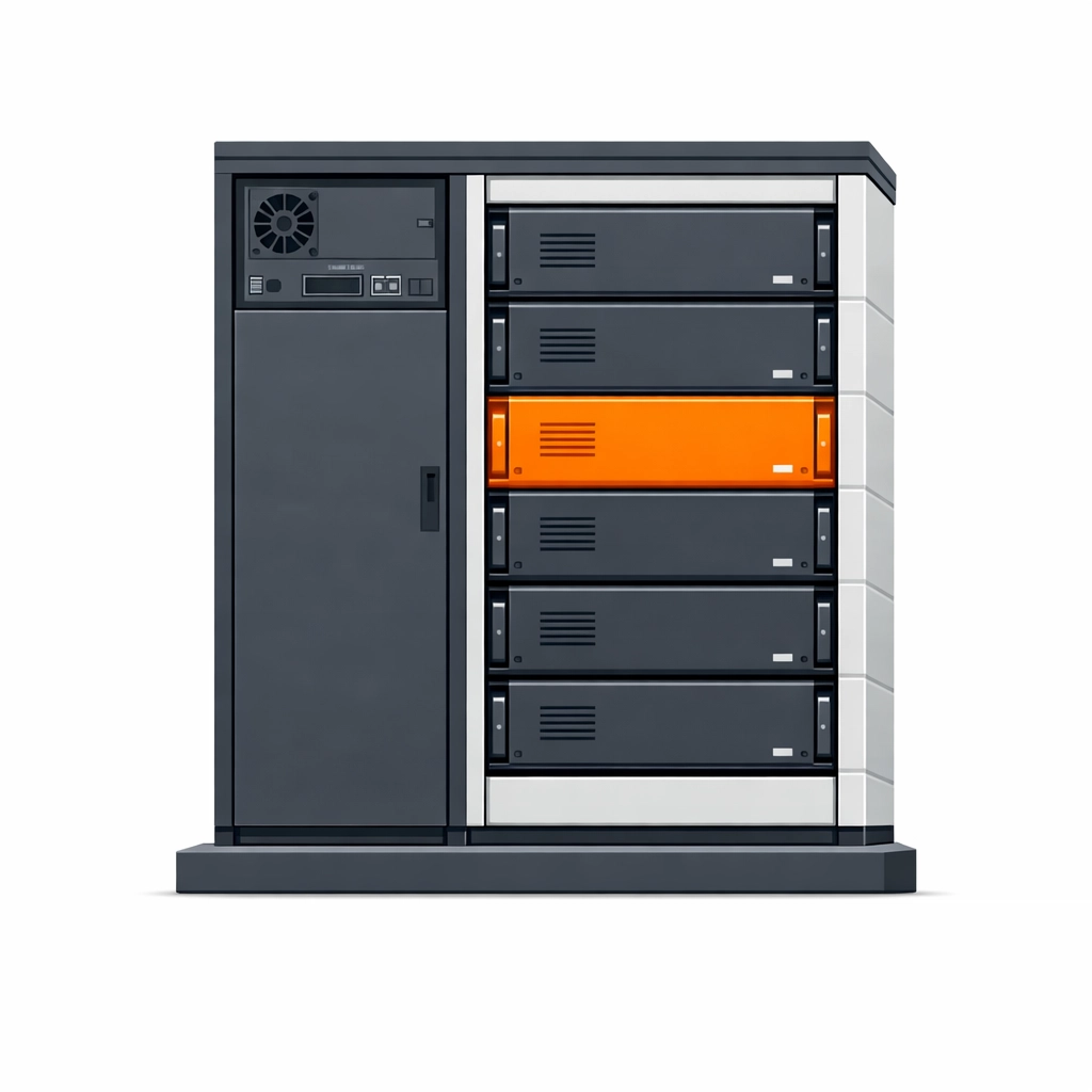Moderner modularer Lithium-Ionen-Speicher für Photovoltaikanlagen in Wiener Haushalten.