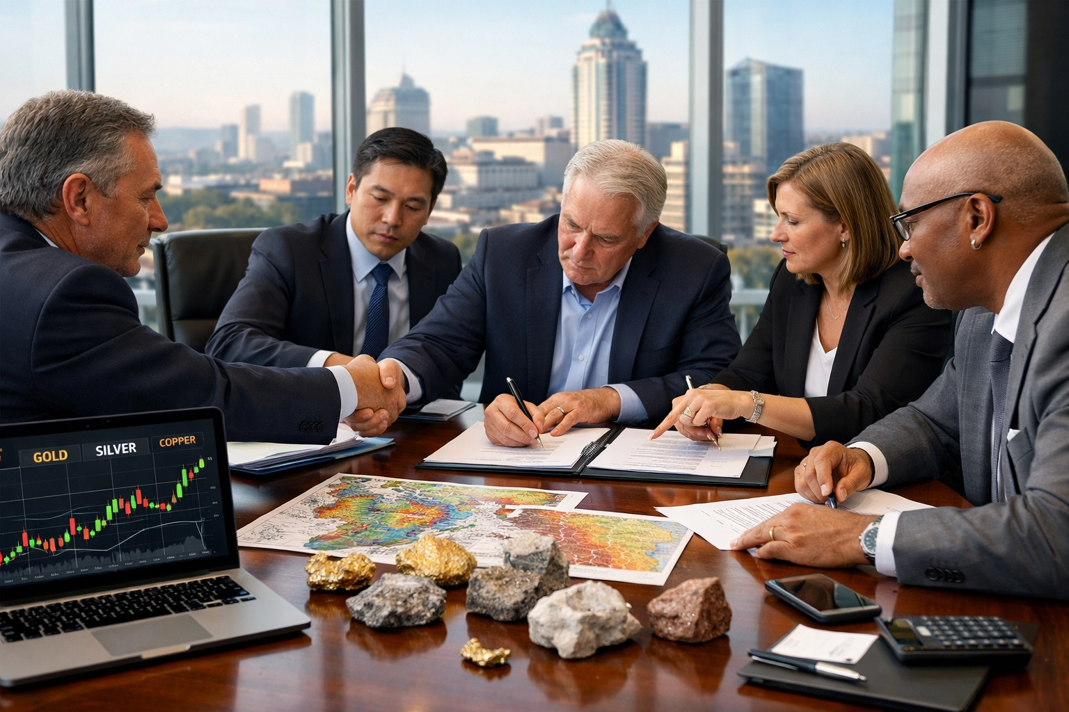 Mining executives negotiating deals at events 2026 South Africa conference table