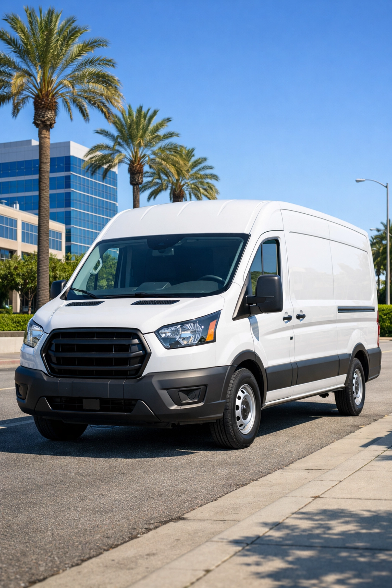 Commercial cargo van used by service company highlighting leased vehicle option