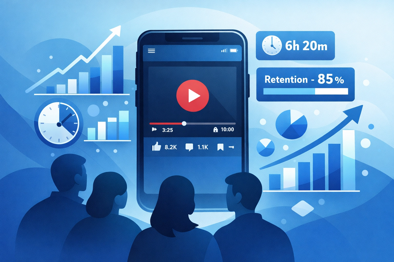 Video player interface displaying engagement metrics and viewer retention analytics for SEO optimization