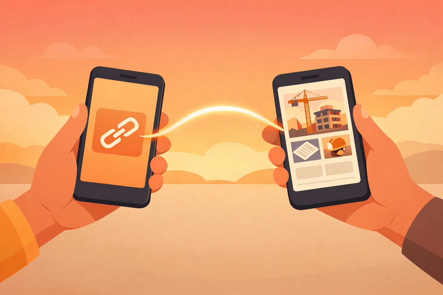 Contractor photo timeline app showing instant sharing of job progress photos with customers.