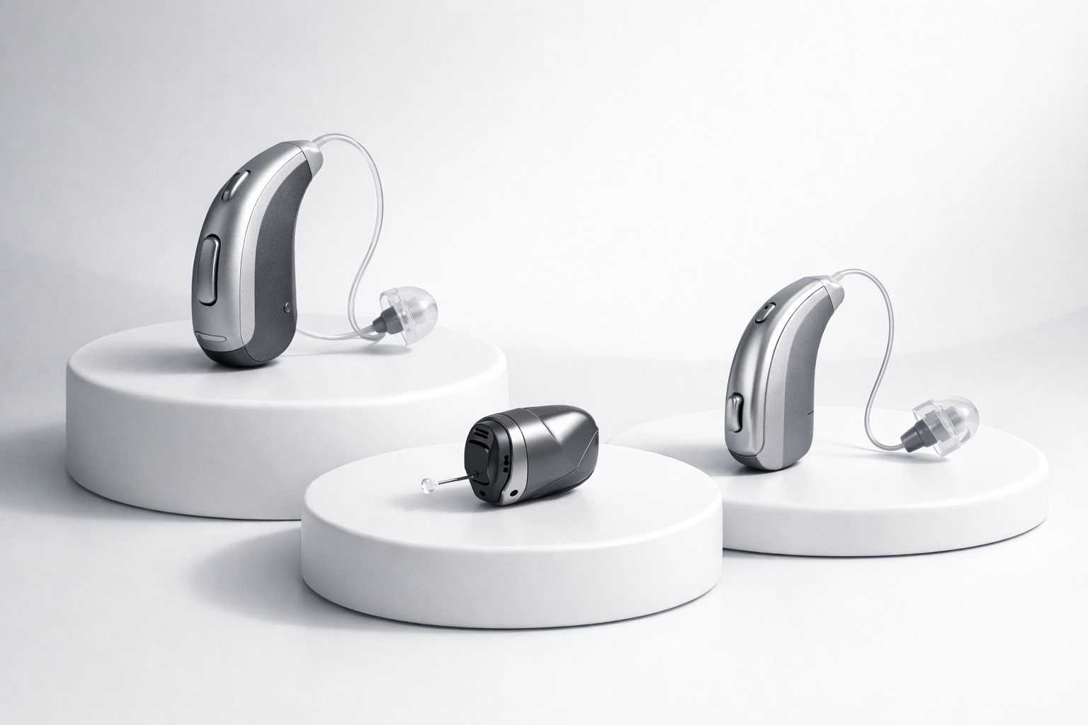 Selection of modern, high-tech hearing aids offered by an independent audiologist in Devonport.