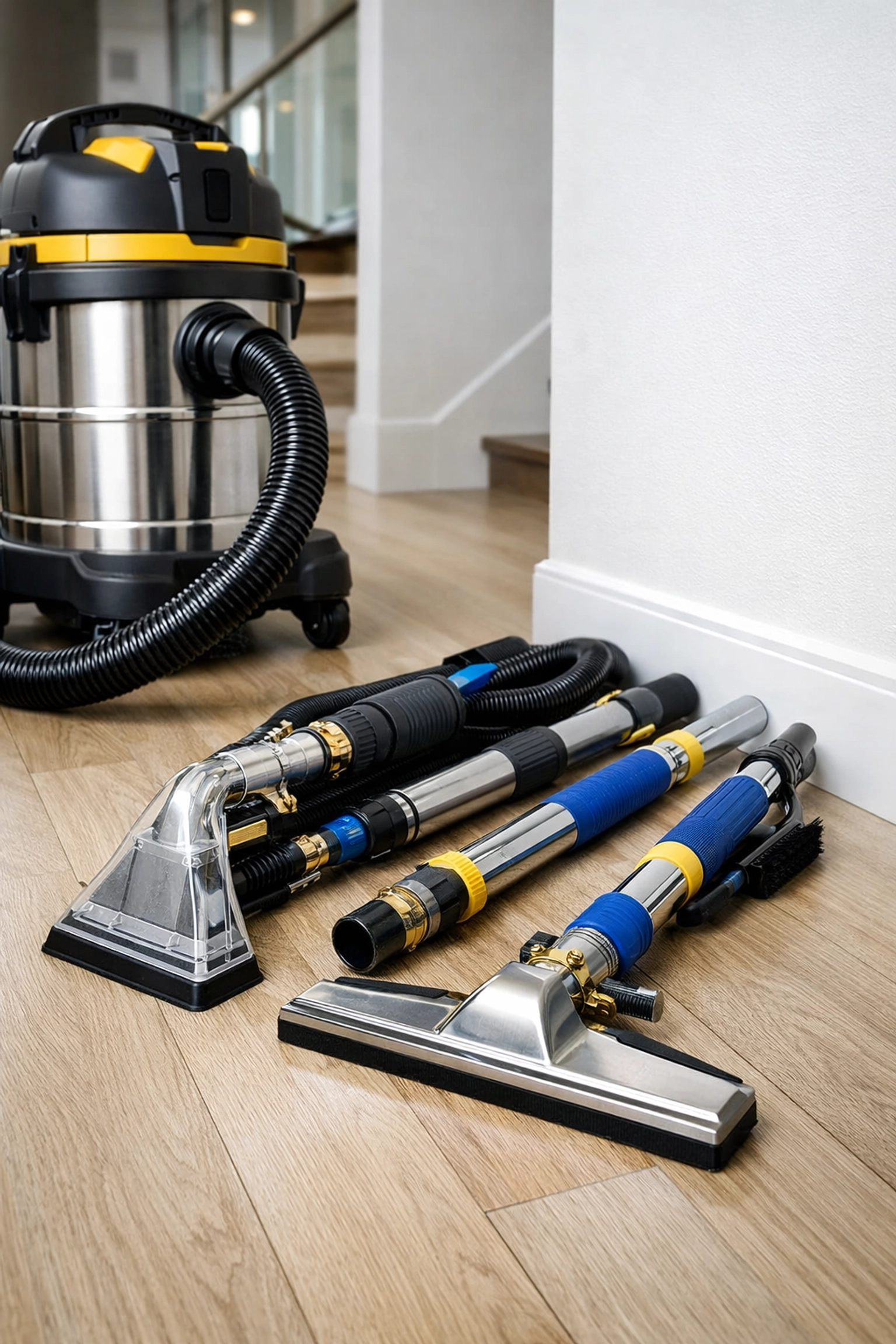 Industrial-grade cleaning equipment used for professional attic and garage services.