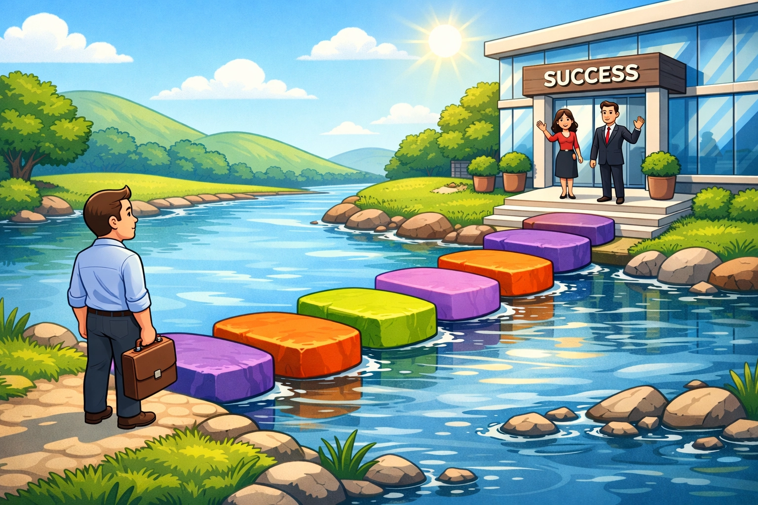 A structured seven-step lead conversion journey illustrating the small business follow-up process.