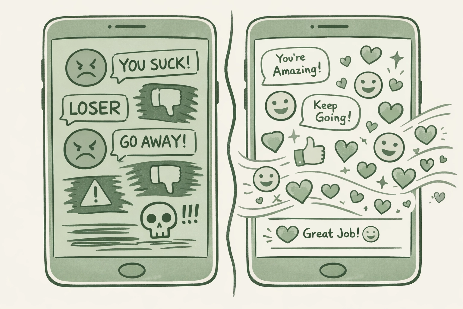 Social media screen transforming hate speech into supportive messages for LGBTQ+ users