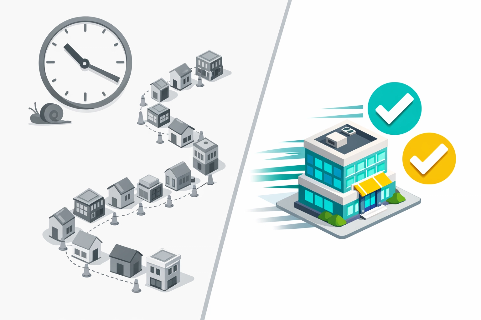 Comparison of traditional Florida permitting delays vs. expedited private provider inspection process