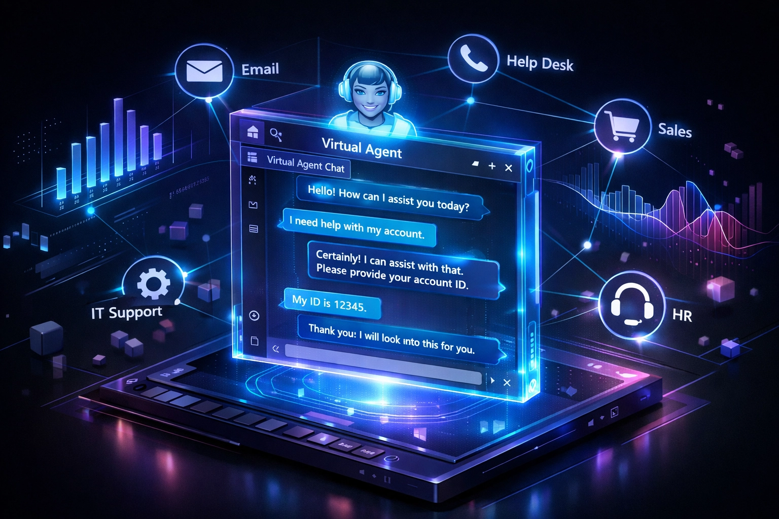 Microsoft Teams integrated virtual agent chatbot for ServiceNow ITSM incident management