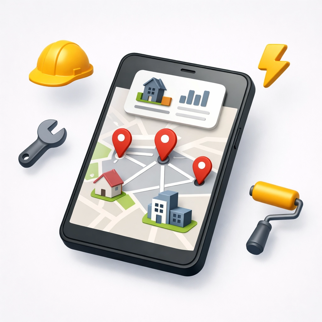 Construction project platform matching local subcontractors with location-based technology