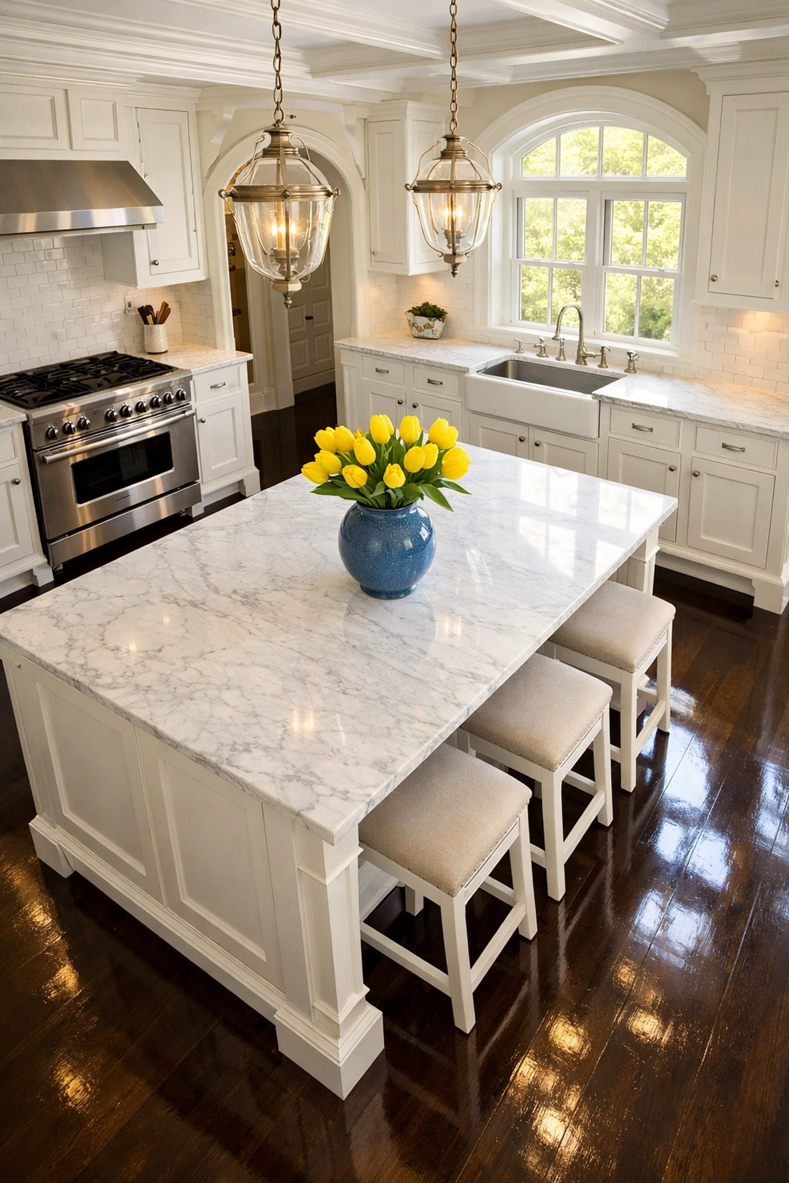 Pristine historic kitchen in Marblehead maintained by Marblehead professional cleaners.