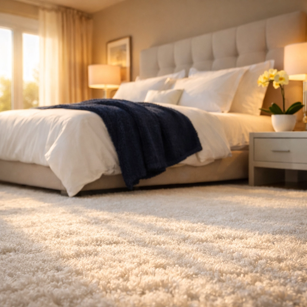 Clean and serene Worcester bedroom showing the results of professional maid services Worcester.