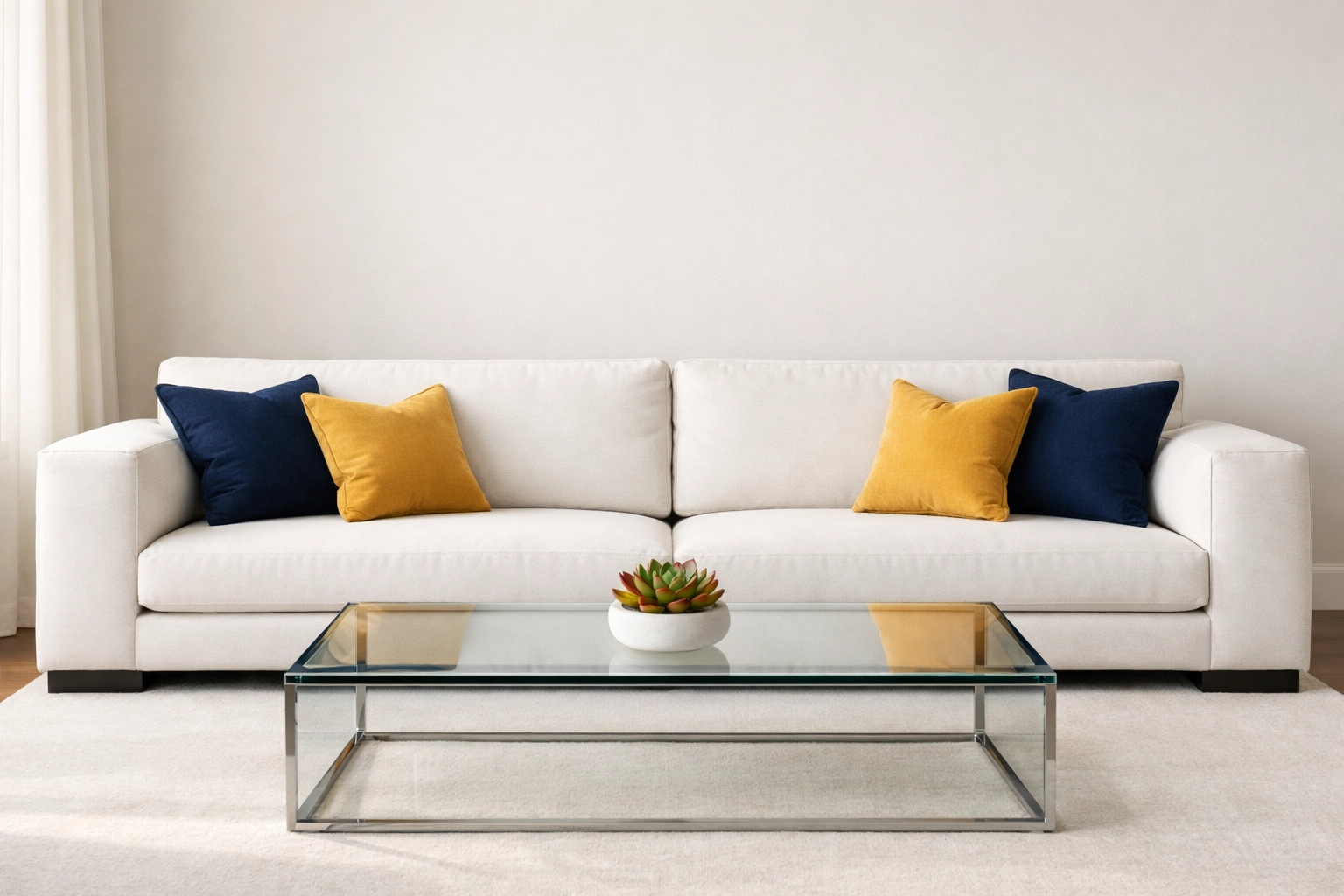 Organized minimalist living room in Leominster, showing the stress-reducing benefits of professional cleaning.