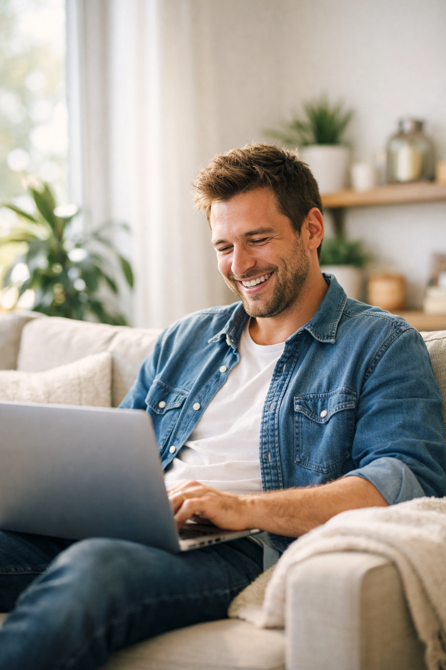 Young man relieved after getting instant approval for loans for poor credit in Canada.