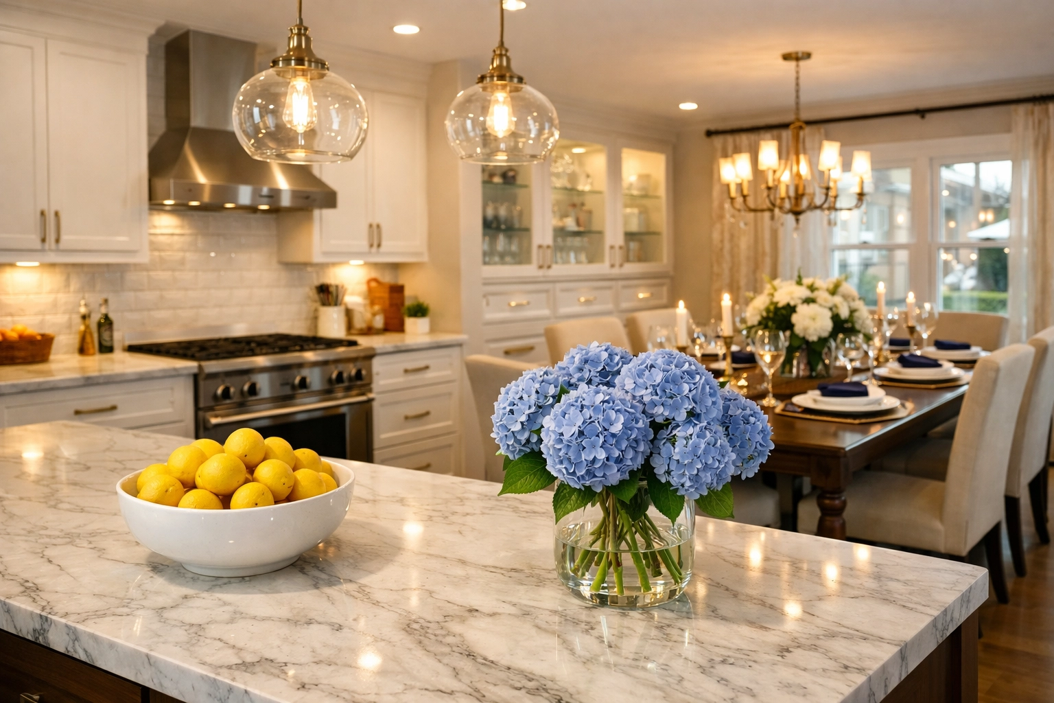 Guest-ready kitchen in Westborough showing how weekly house cleaning improves mental well-being and hospitality.