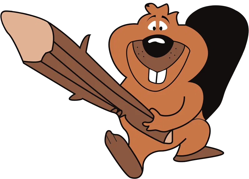 Cartoon beaver mascot for Big Woody’s Tree Service
