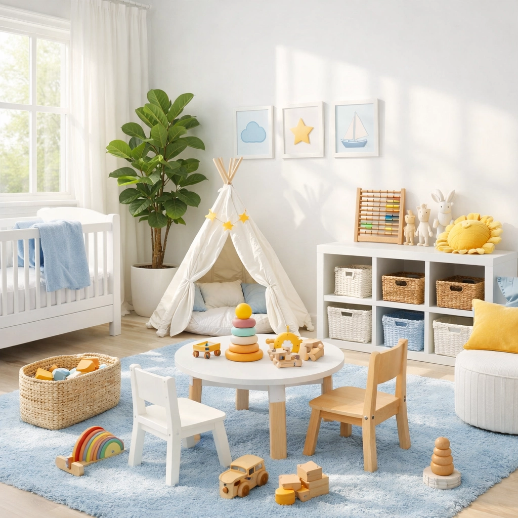 Child-safe playroom cleaned with non-toxic green cleaning services Lowell MA products.