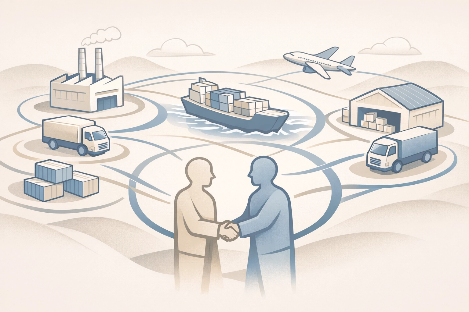 Global supply chain network showing collaboration between suppliers for emissions reduction
