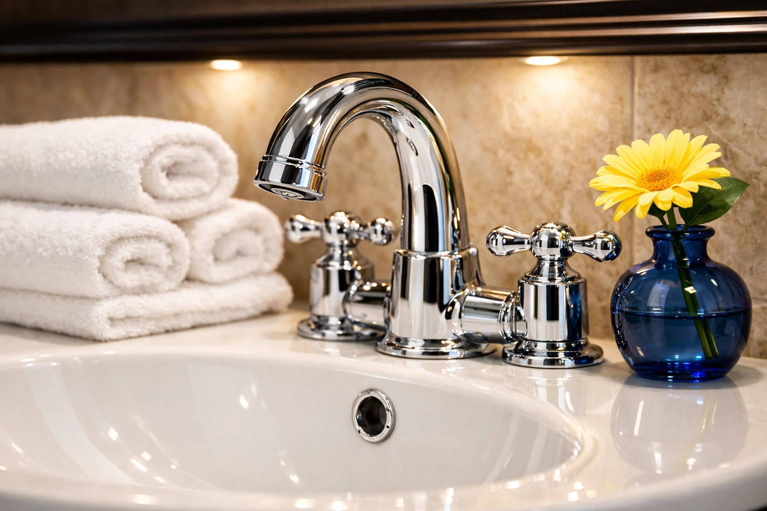 Detailed bathroom cleaning and sanitization in a luxury East Sandwich home with sparkling fixtures.