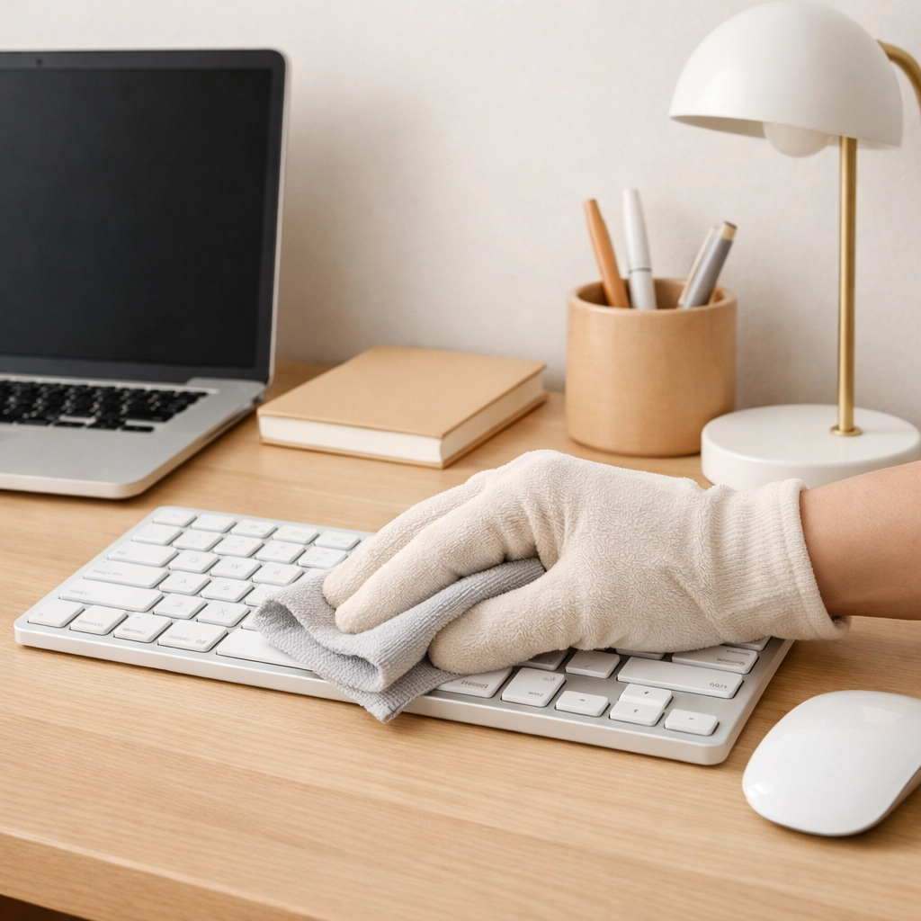 House cleaning in Greenville SC focuses on sanitizing office electronics for better productivity.