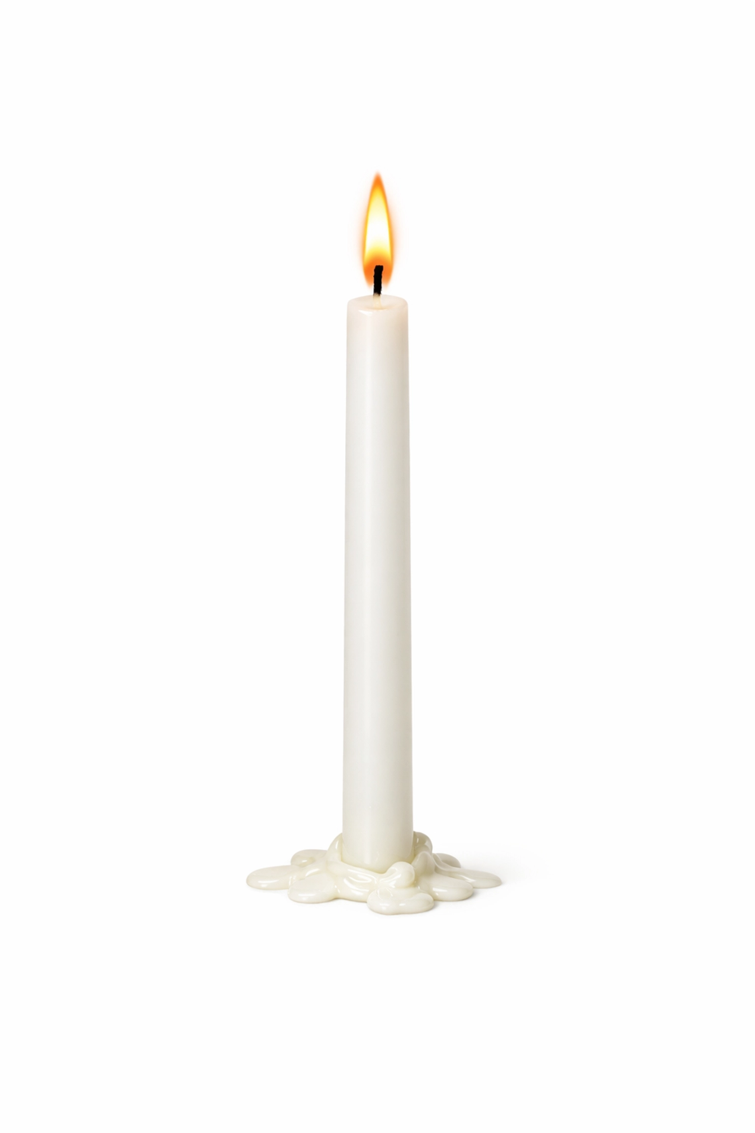 A lit candle on a white background, symbolizing the resilience and hope found in Viktor Frankl's memoir.