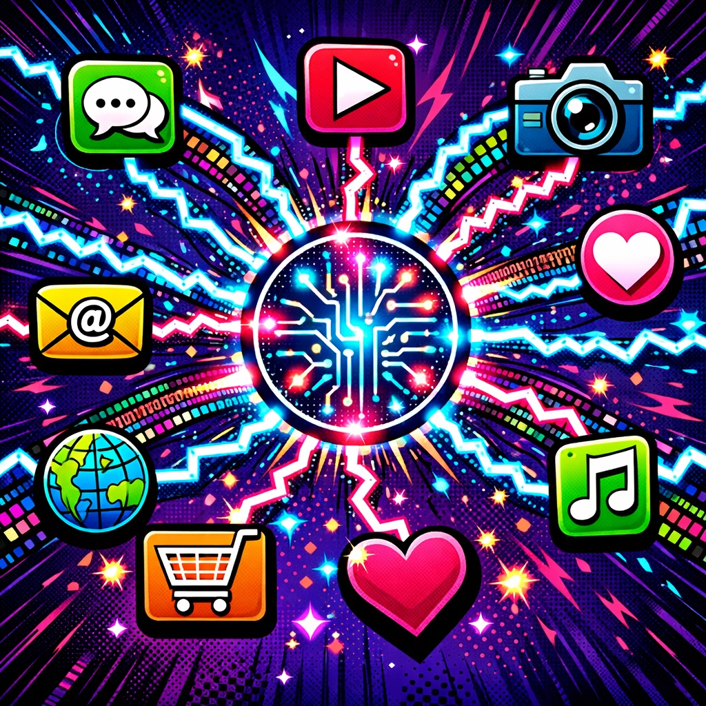 Connected apps automating workflows with AI showing data flowing between business tools