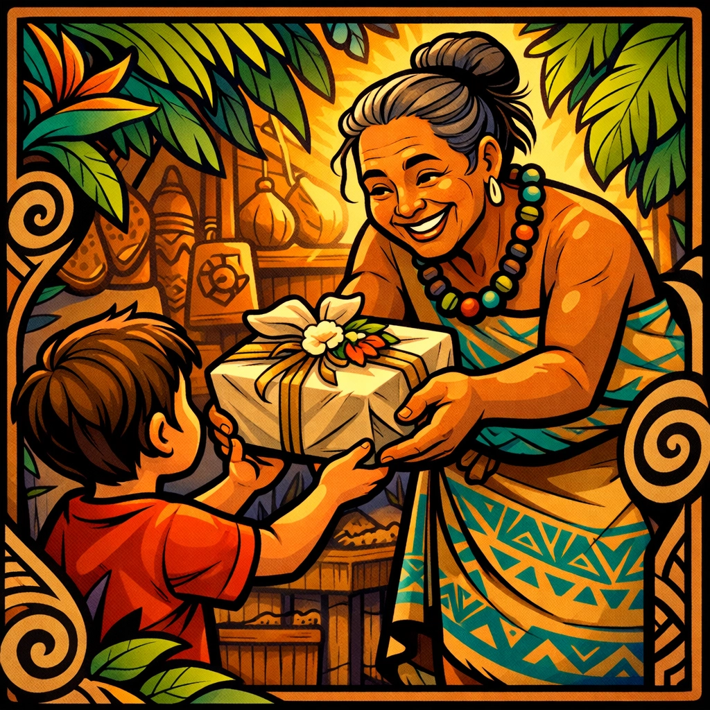 An artisan shares a handcrafted gift with a visitor at the Las Vegas cultural festival.