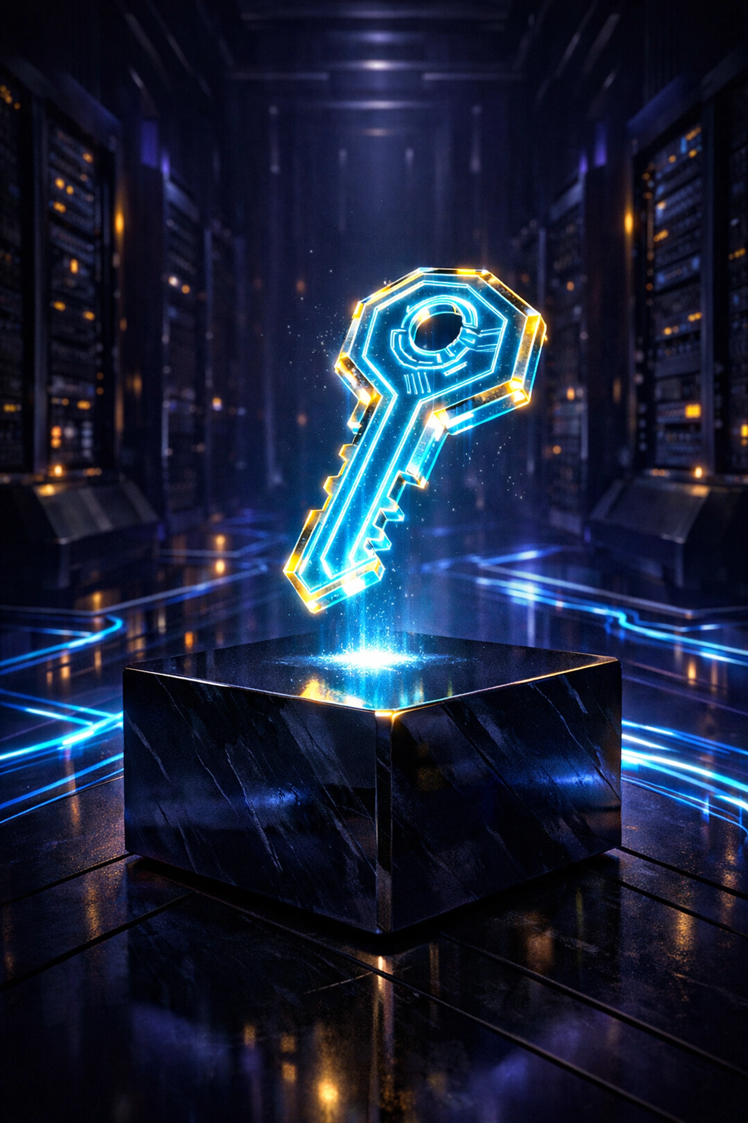 Secure digital key representing Larecoin self-custody and merchant control over private crypto keys.