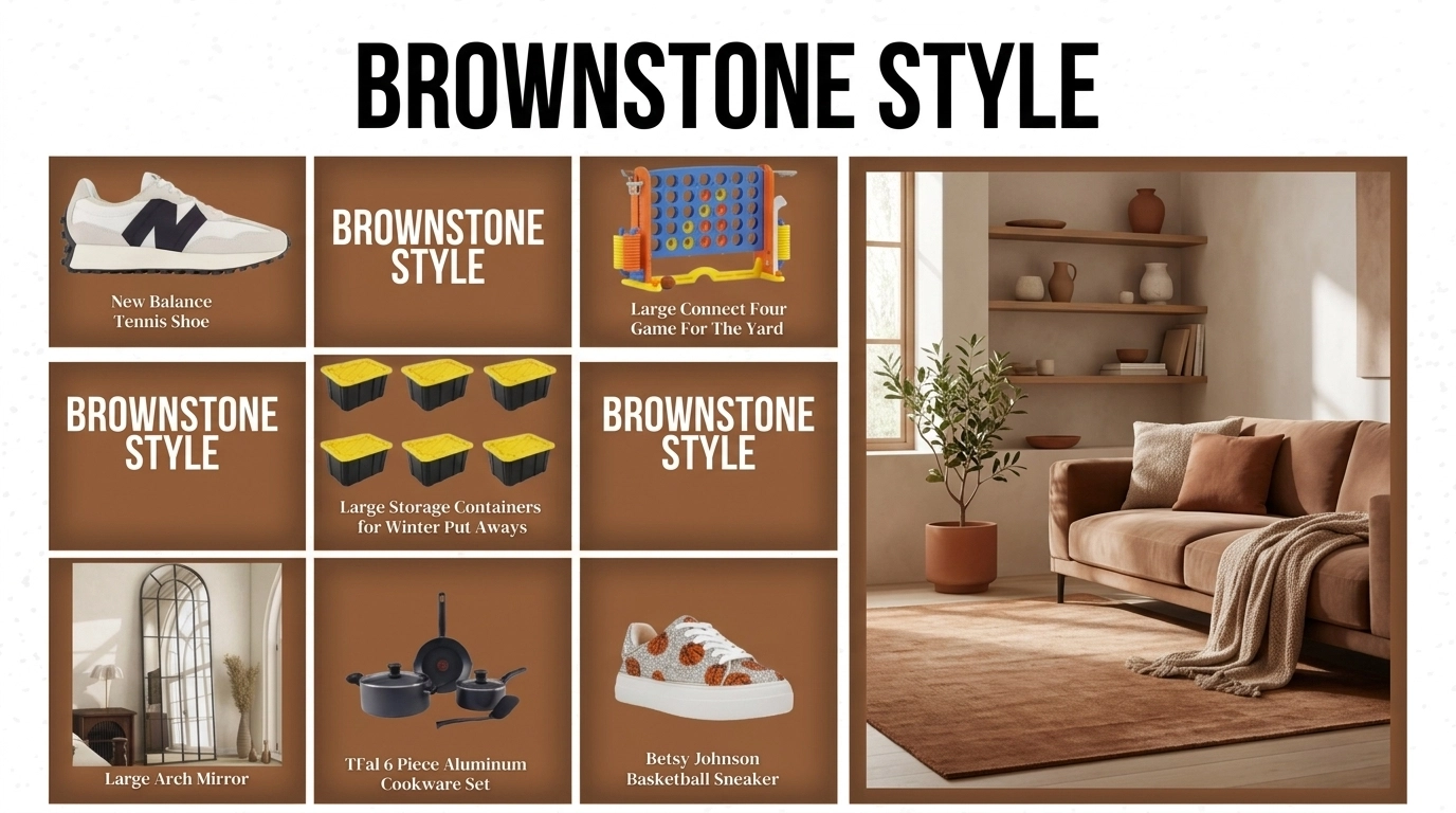 A cozy modern living room with warm earthy tones