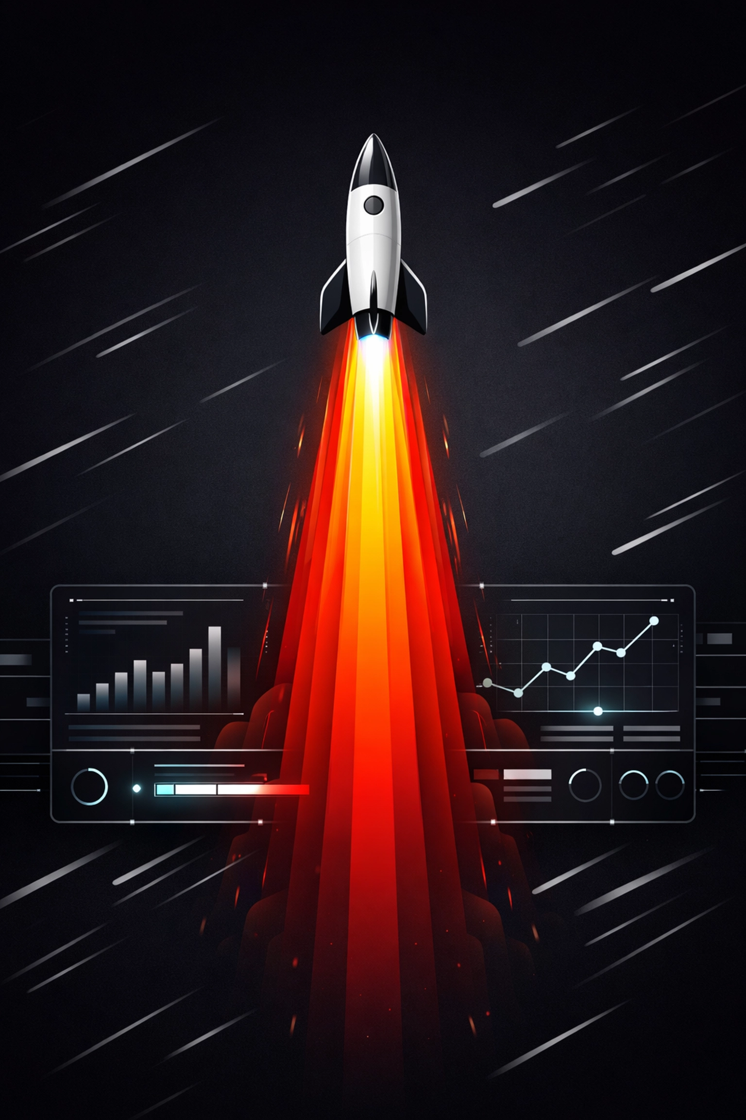 A rocket illustration symbolizing fast website loading speed and high technical performance for SEO.