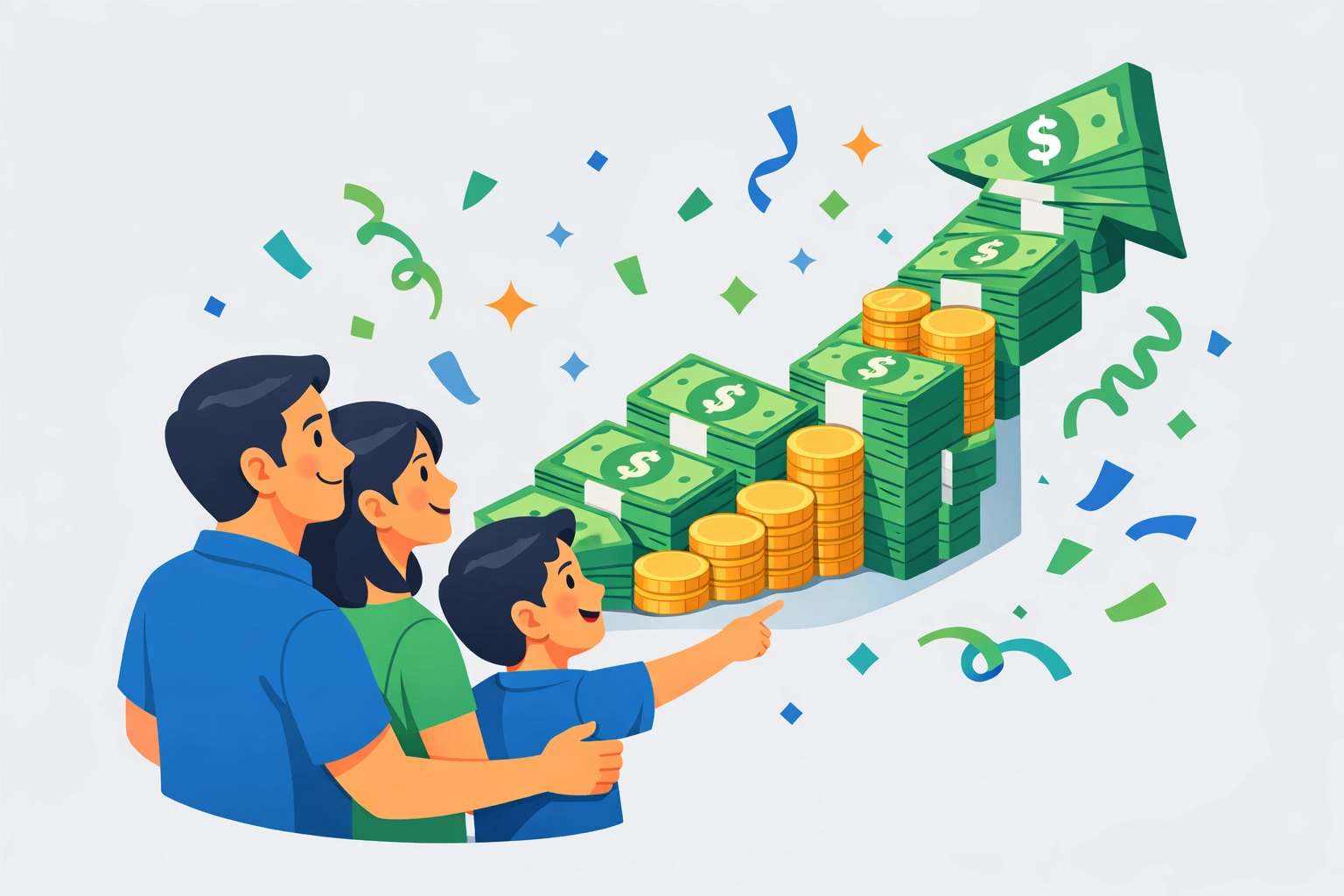 Family celebrating larger 2026 tax refund with increased standard deduction benefits