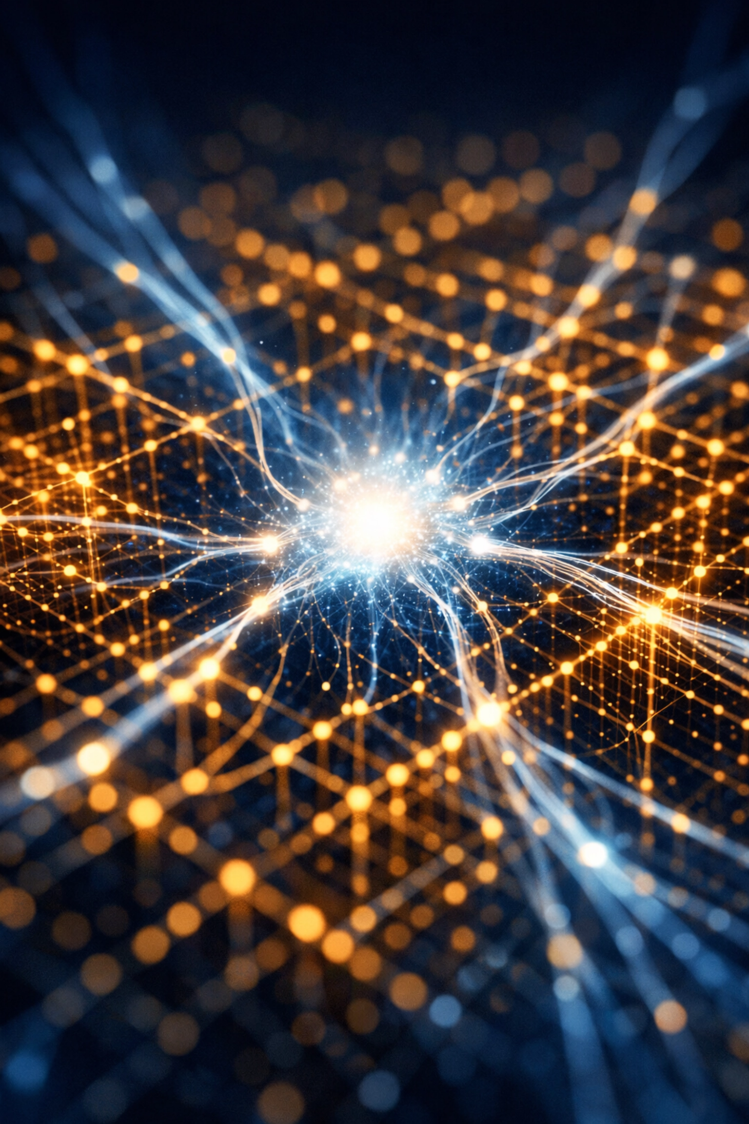 Digital neural network representing AI search engines indexing structured data for answer engine optimization.