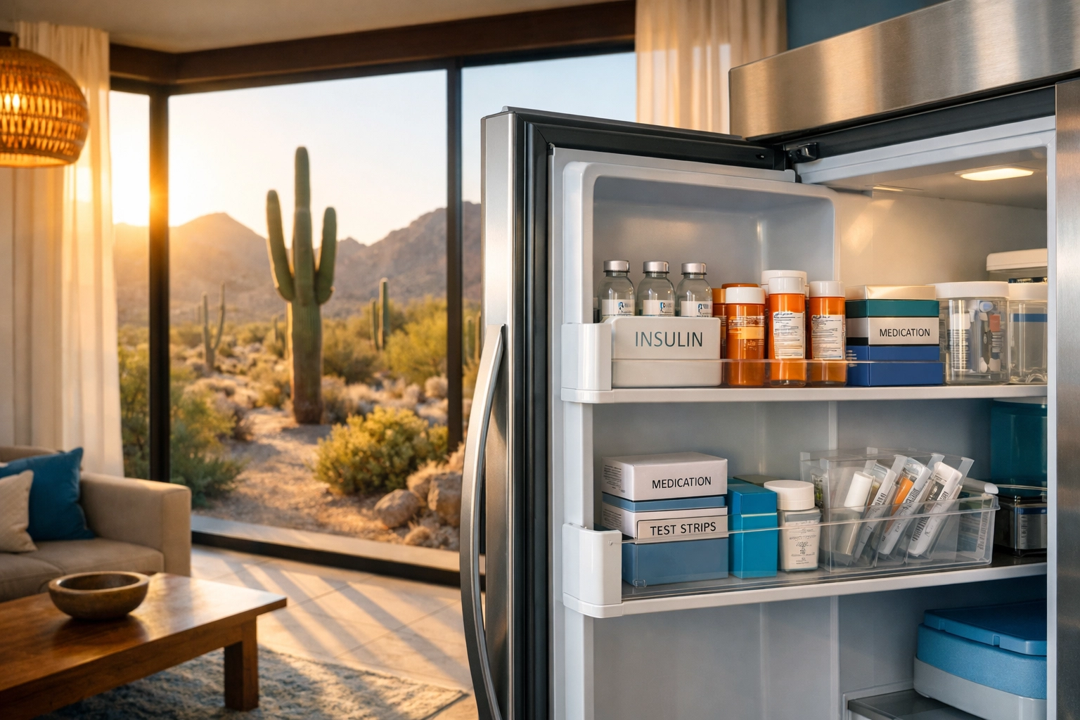 Proper refrigerated storage of tirzepatide medication in Arizona desert climate