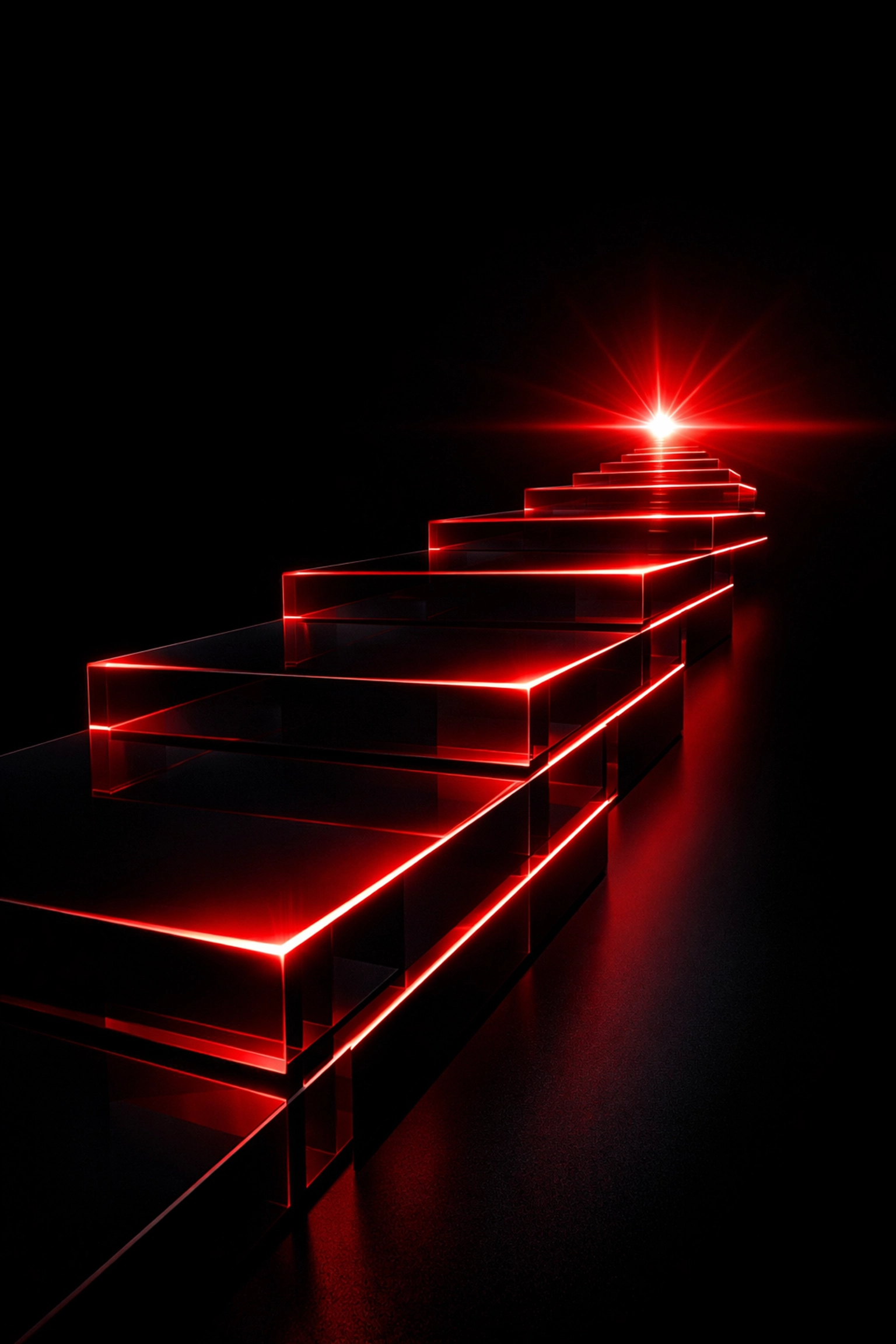Glowing digital staircase representing the path to business ROI and scaling through GEO strategy.