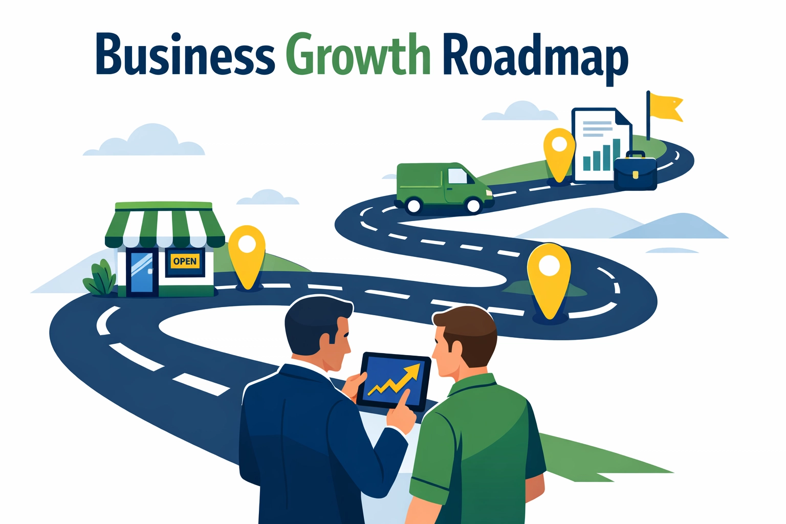 Business growth roadmap illustration for strategic tax planning and financial consulting.