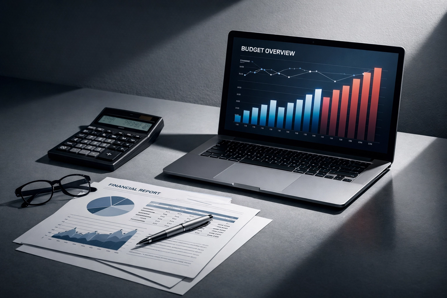 Budget planning documents showing AI implementation costs and ROI projections for B2B