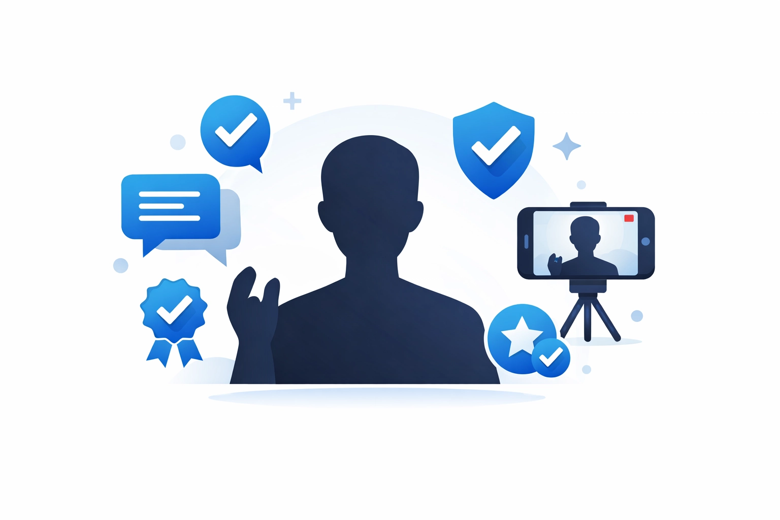 Content creator recording authentic video with trust and credibility signals for SEO